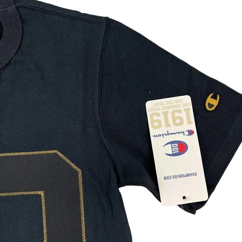 New Champion Men US XS Black T-Shirt Century Collection Short Sleeve Decoration - Picture 4 of 9